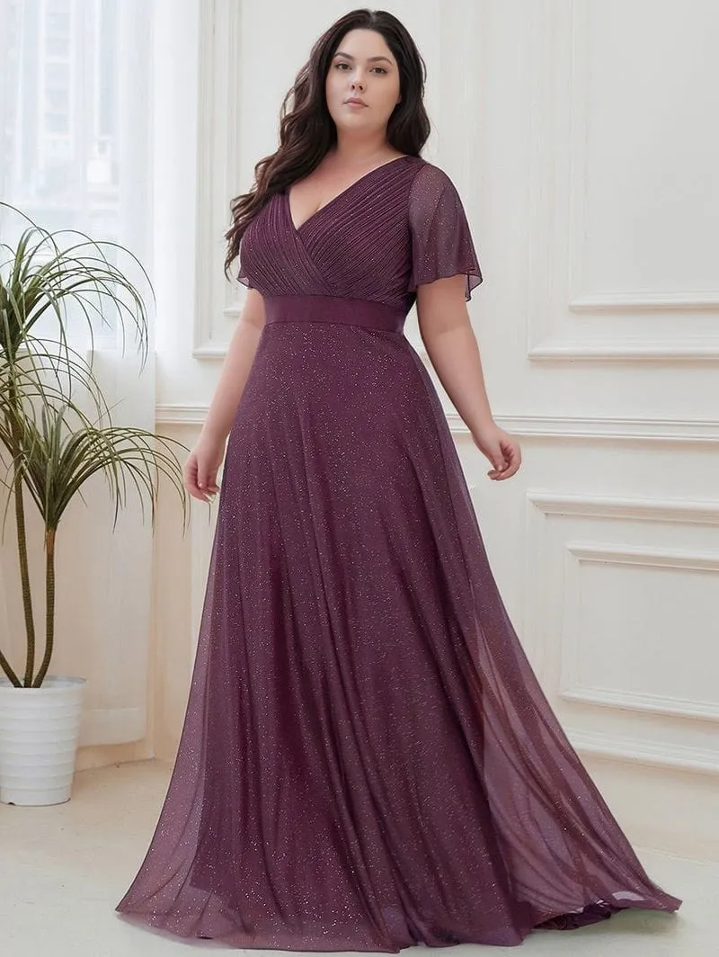Robe de soirée violette scintillante grande taille