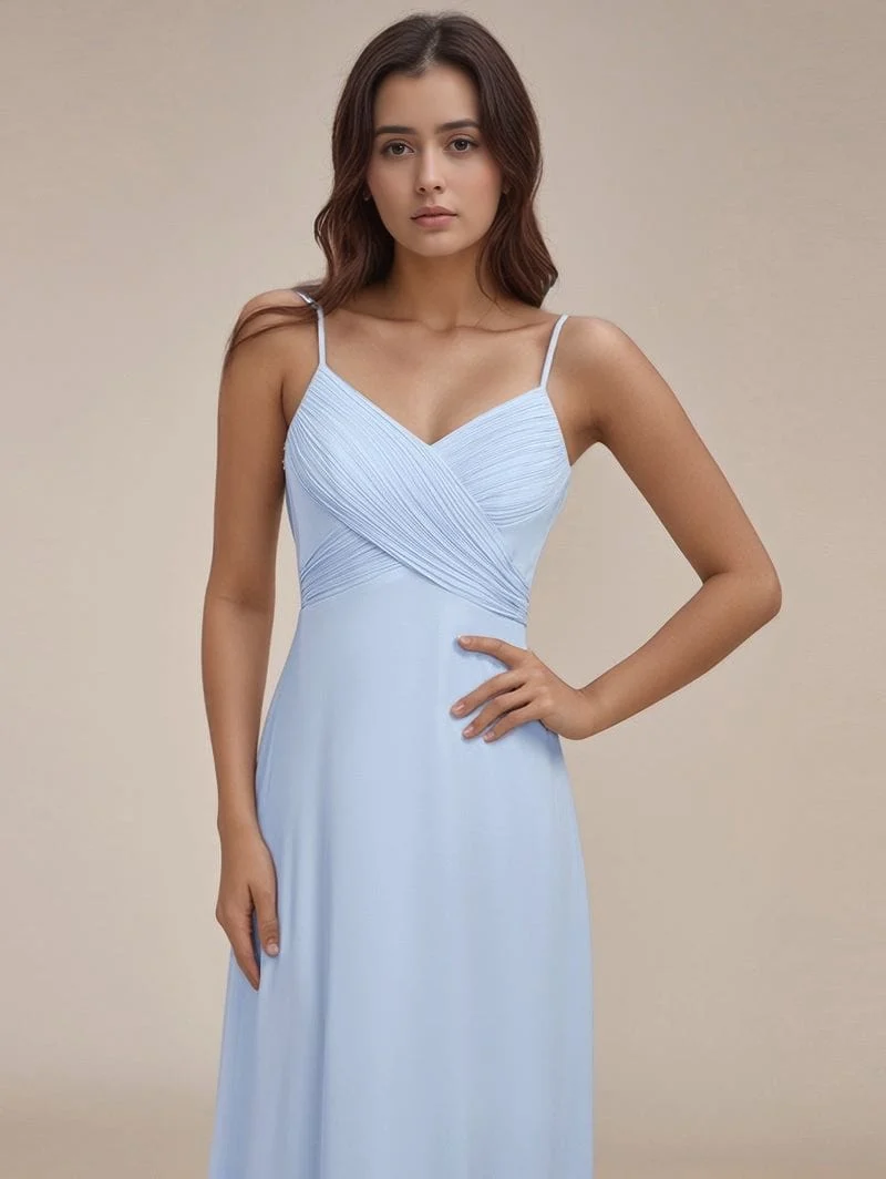 Robe de soirée bleu ciel longue dos nu