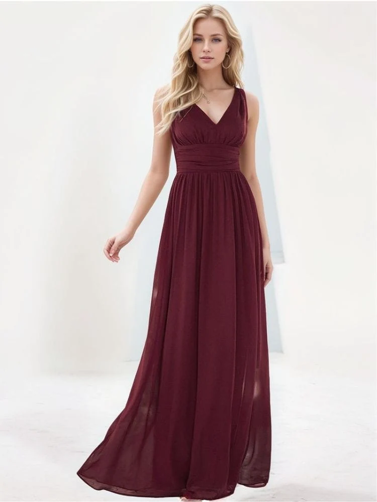 Robe de soirée bordeaux longue taille empire