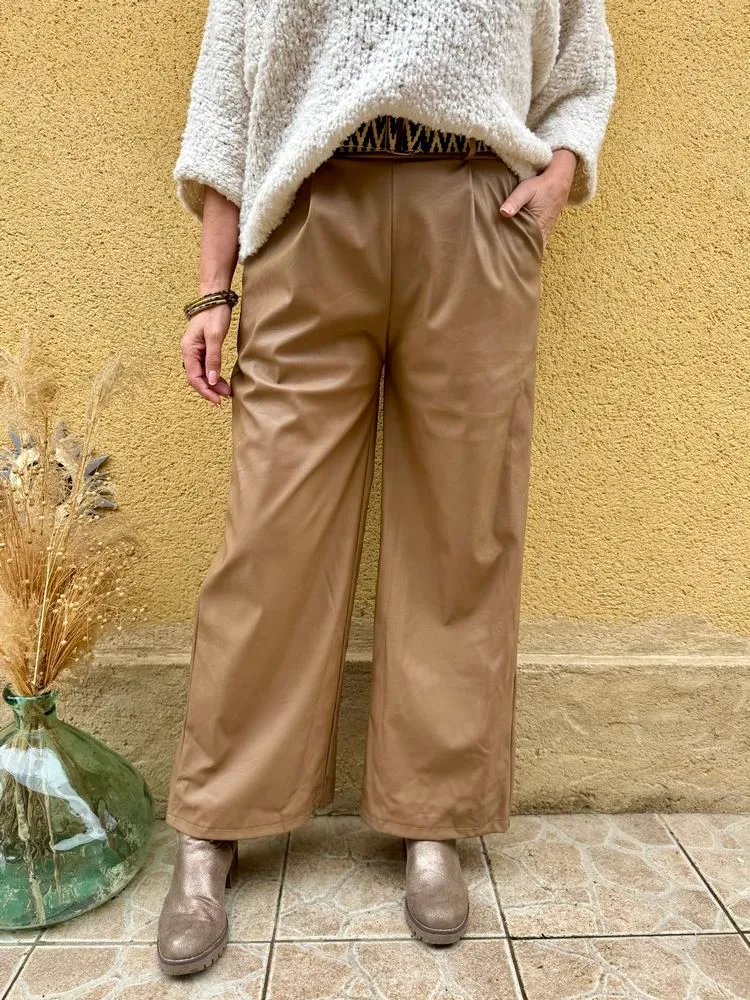 Pantalon simili Enzo camel