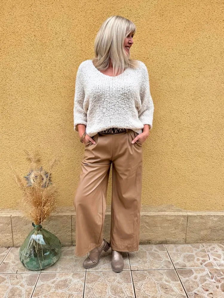 Pantalon simili Enzo camel