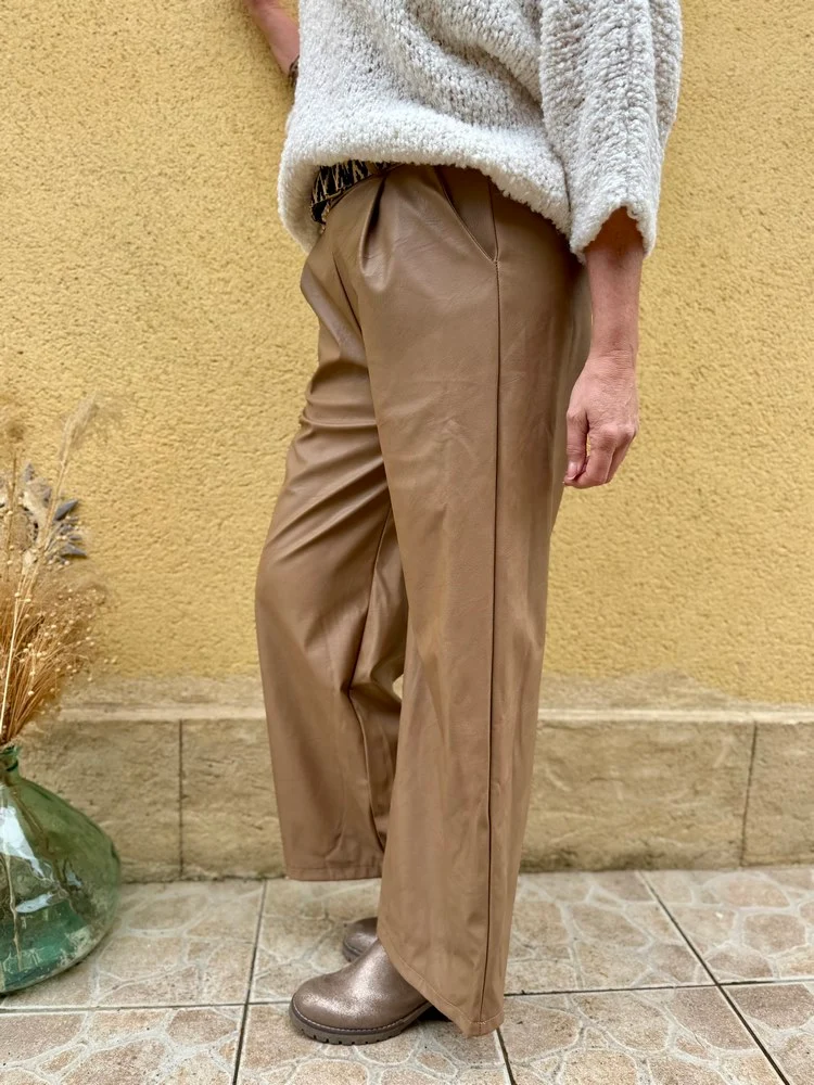 Pantalon simili Enzo camel