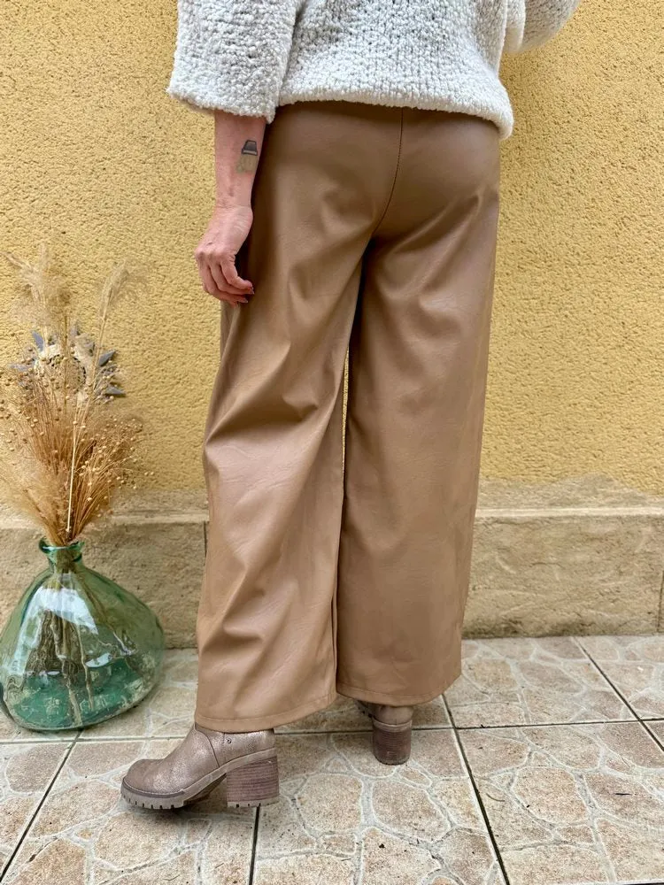 Pantalon simili Enzo camel