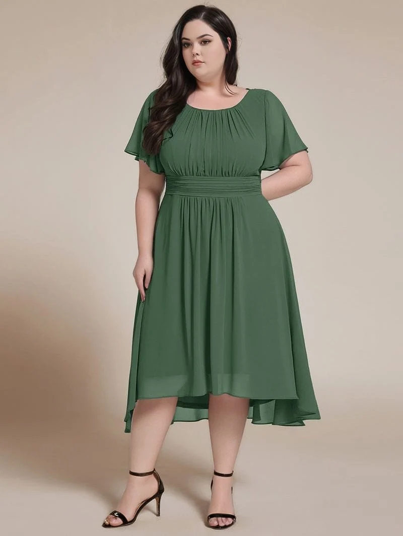 Robe demoiselle d'honneur verte asymétrique plus size