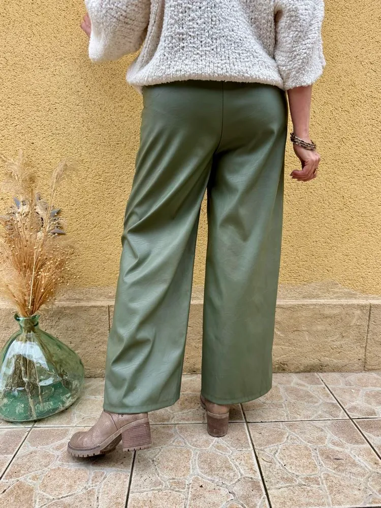 Pantalon simili Enzo kaki