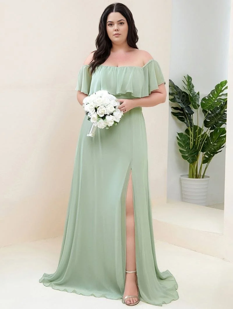 Robe demoiselle d'honneur verte sauge grande taille