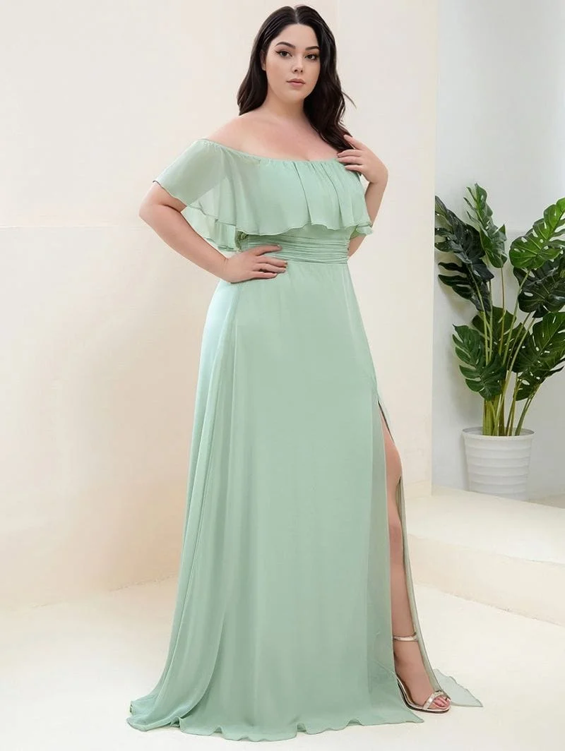 Robe demoiselle d'honneur verte sauge grande taille