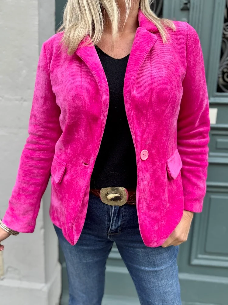 Veste tailleur en velours Sandra rose intense