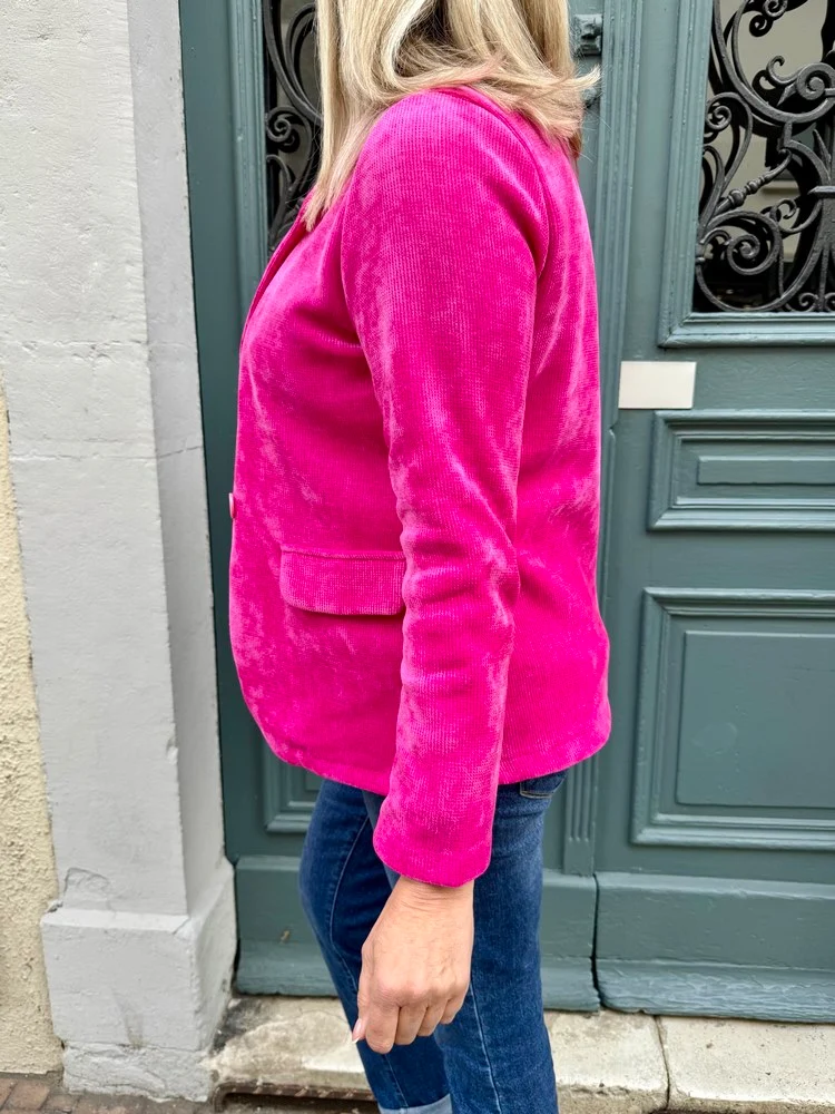 Veste tailleur en velours Sandra rose intense
