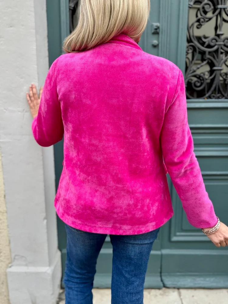 Veste tailleur en velours Sandra rose intense