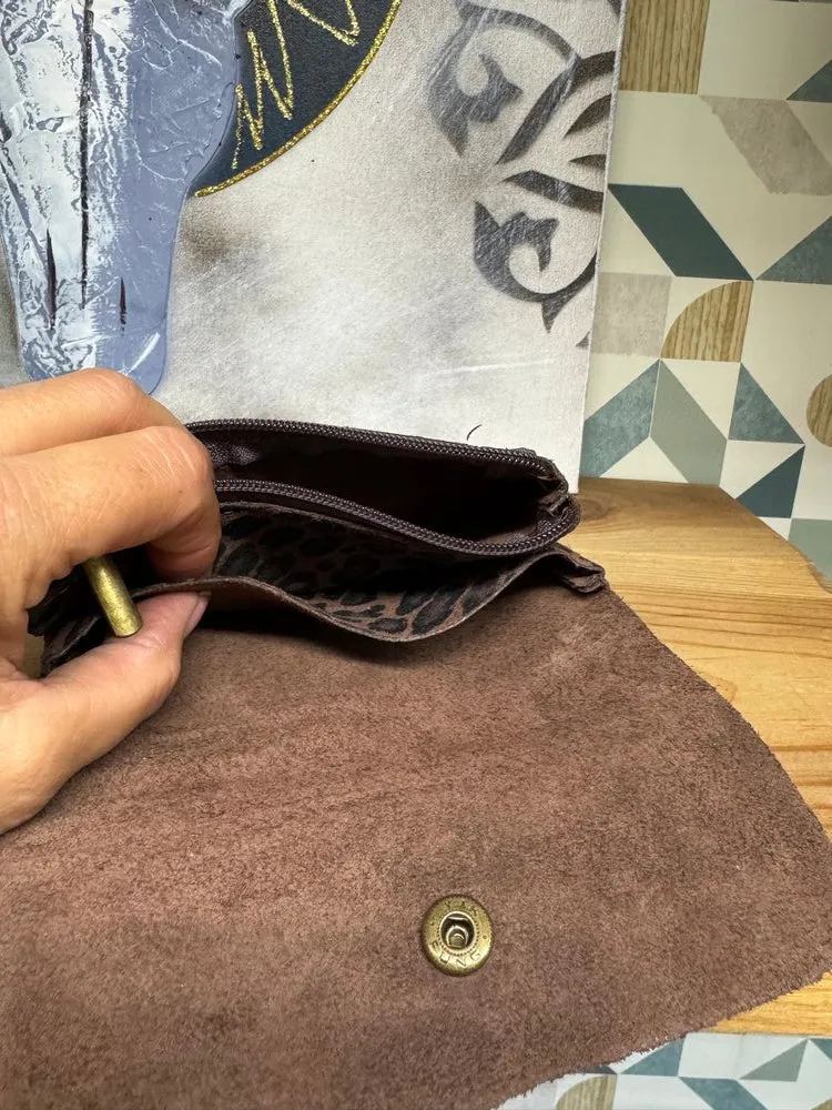 Grand porte monnaie en cuir Arturo chocolat