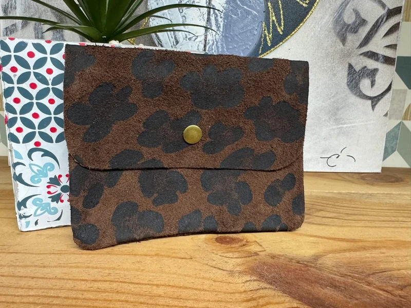 Grand porte monnaie en cuir Lorenzo chocolat
