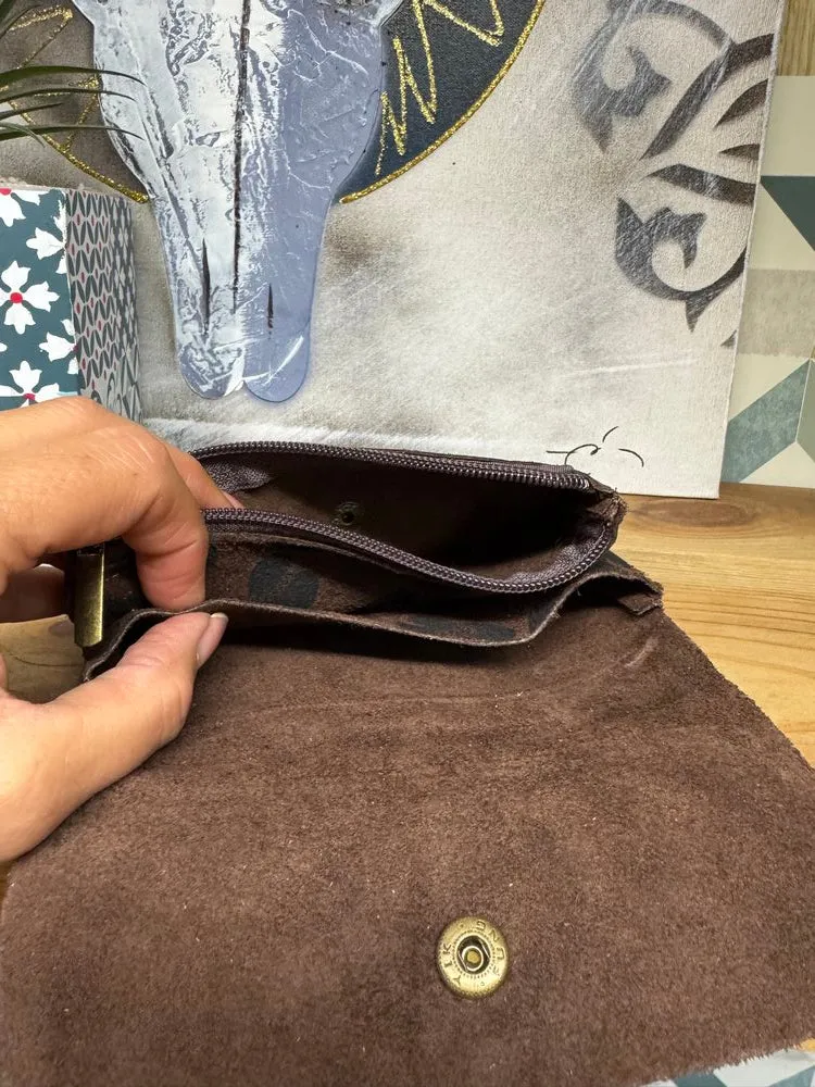 Grand porte monnaie en cuir Lorenzo chocolat
