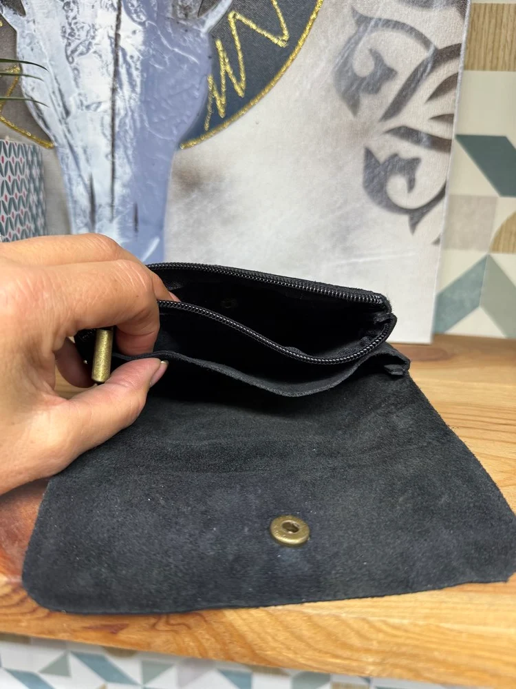 Grand porte monnaie en cuir Lorenzo noir
