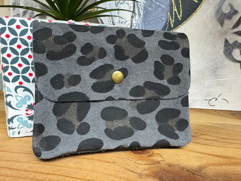 Grand porte monnaie en cuir Lorenzo gris