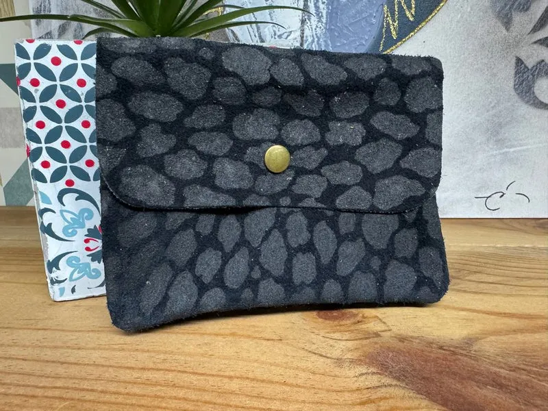 Grand porte monnaie en cuir Luigi noir