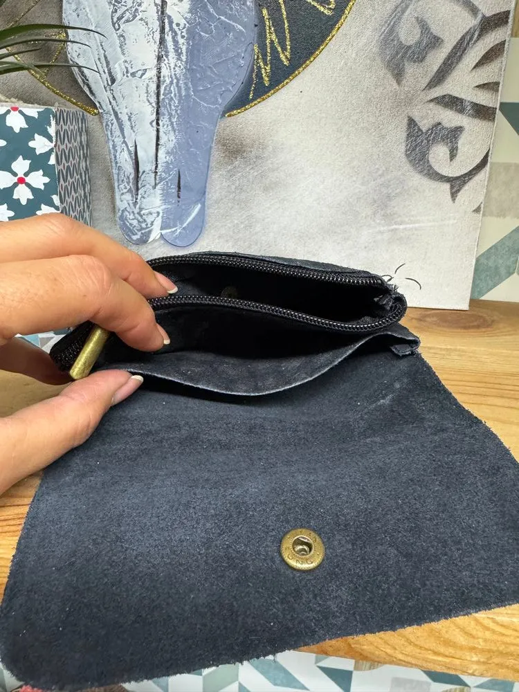 Grand porte monnaie en cuir Luigi noir