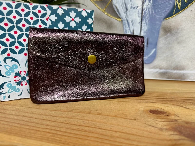Porte monnaie Rico en cuir chocolat