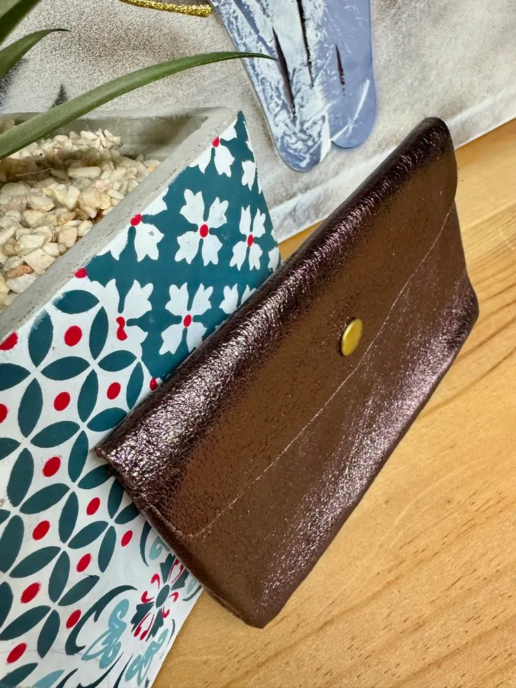 Porte monnaie Rico en cuir chocolat