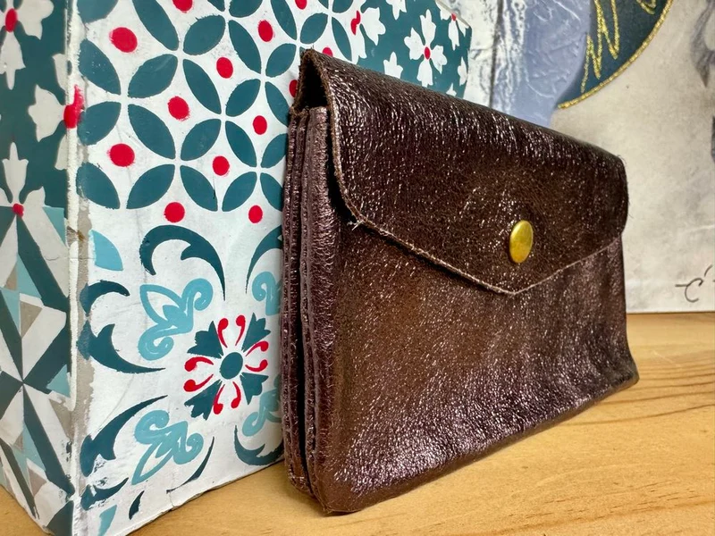 Porte monnaie Rico en cuir chocolat