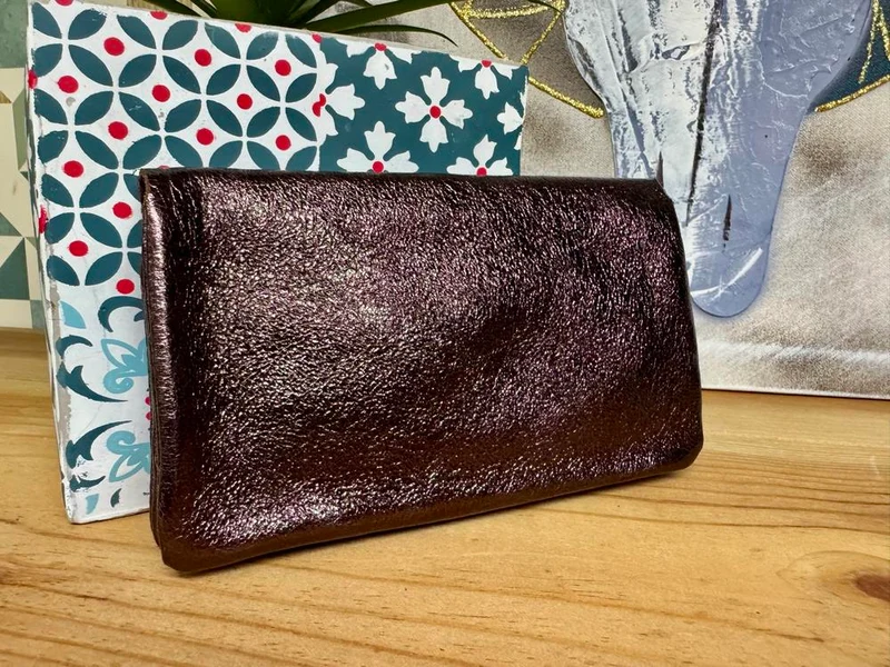 Porte monnaie Rico en cuir chocolat