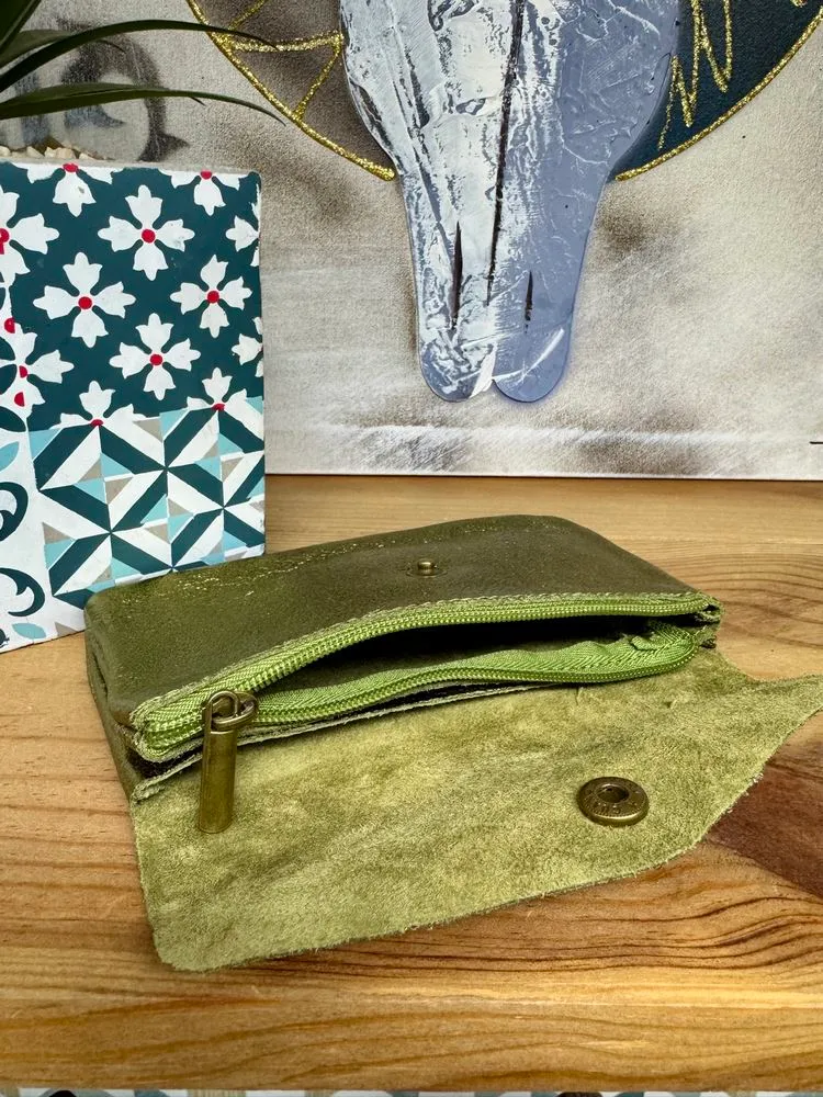 Porte monnaie Rico en cuir vert pomme