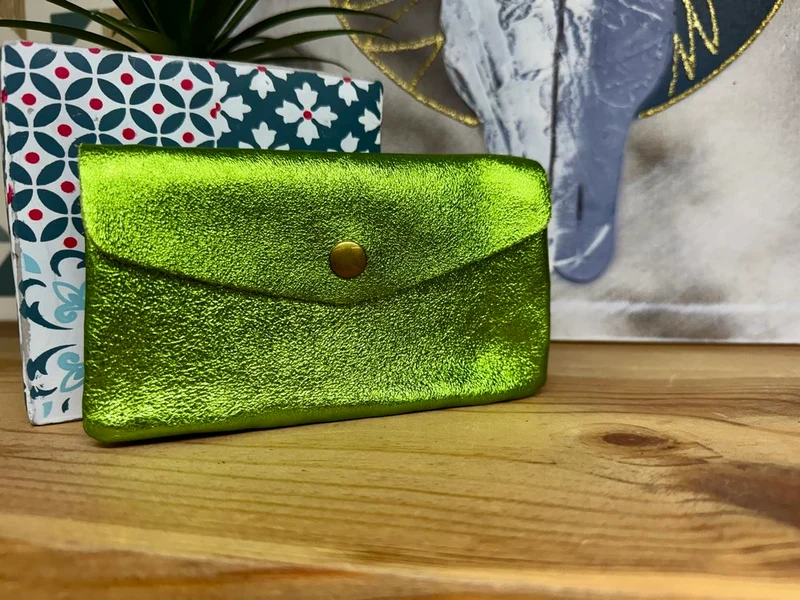 Porte monnaie Rico en cuir vert olive