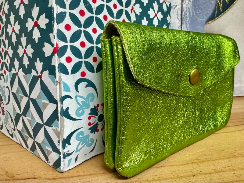 Porte monnaie Rico en cuir vert olive
