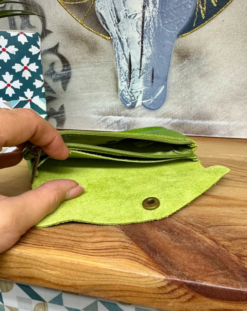Porte monnaie Rico en cuir vert olive