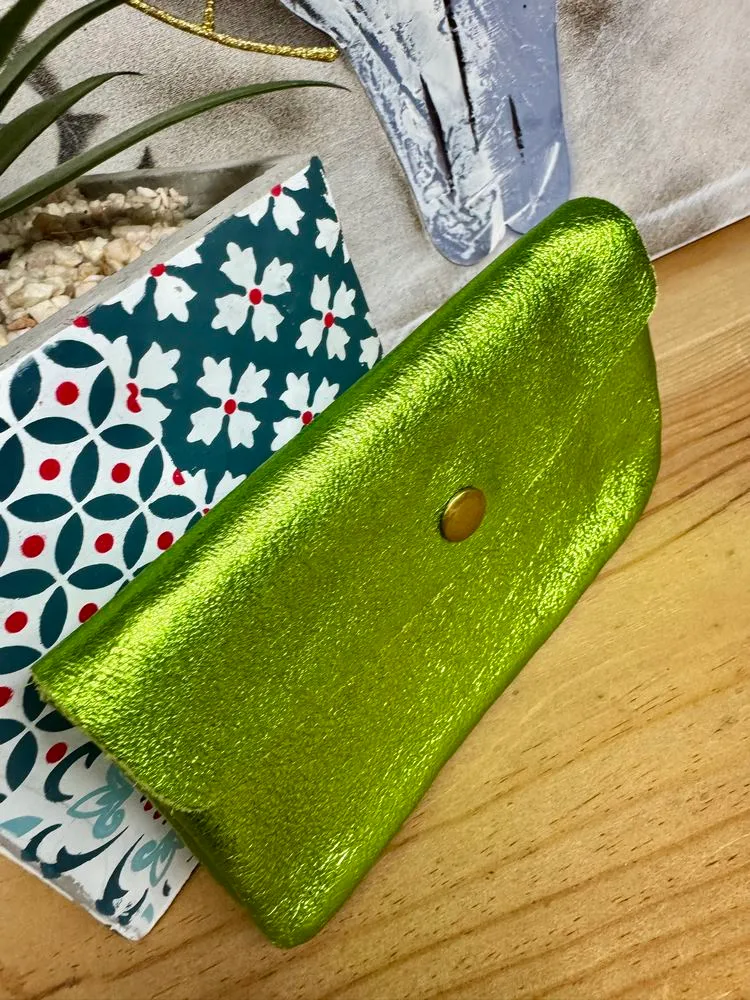 Porte monnaie Rico en cuir vert olive