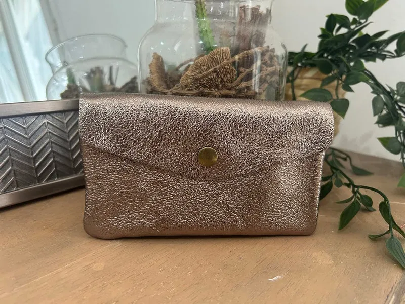 Porte monnaie Rico en cuir taupe