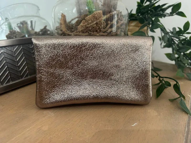 Porte monnaie Rico en cuir taupe