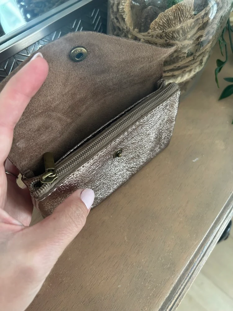Porte monnaie Rico en cuir taupe