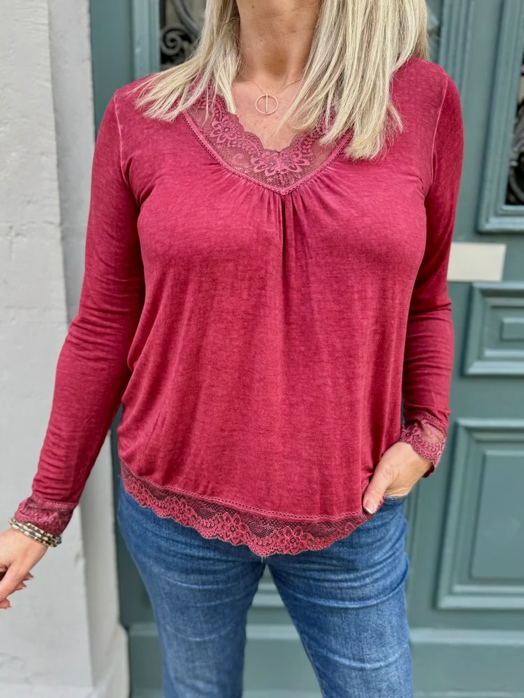 Teeshirt manches longues Danielo bordeaux