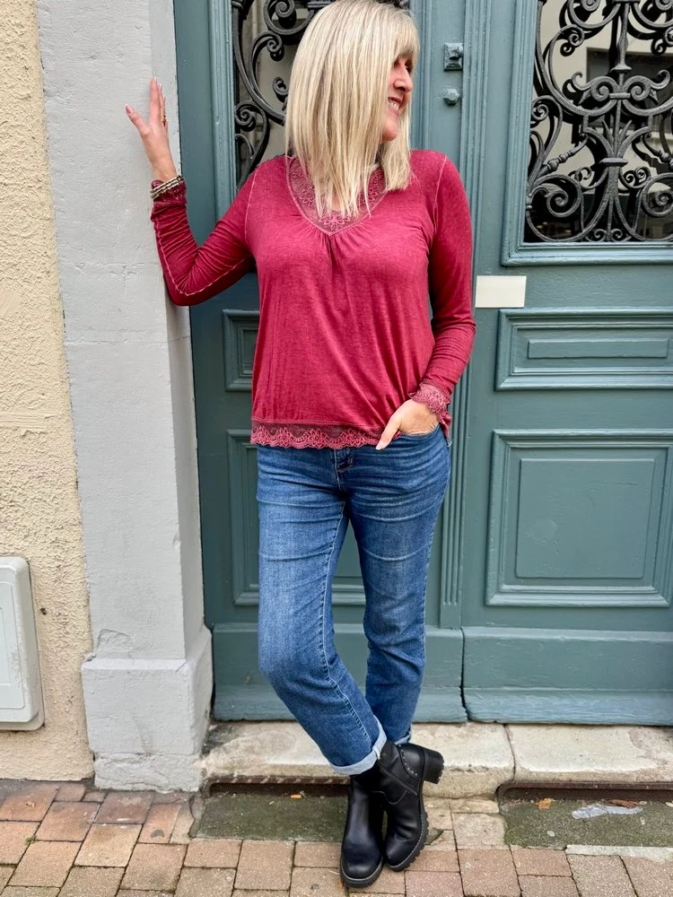 Teeshirt manches longues Danielo bordeaux