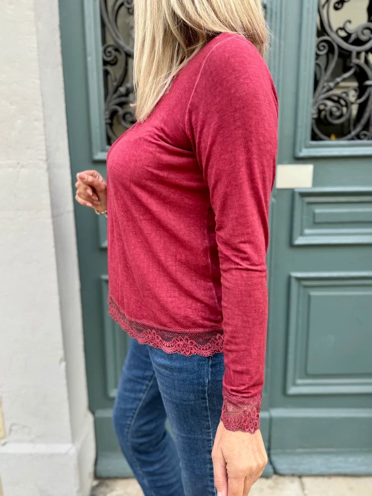 Teeshirt manches longues Danielo bordeaux
