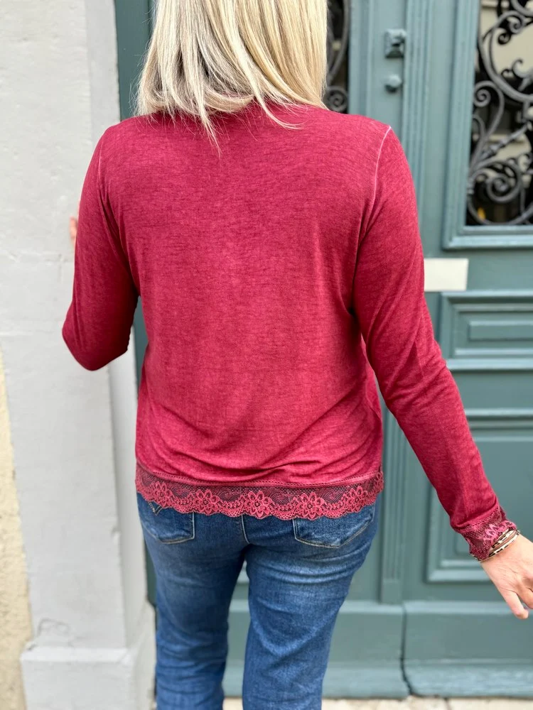 Teeshirt manches longues Danielo bordeaux