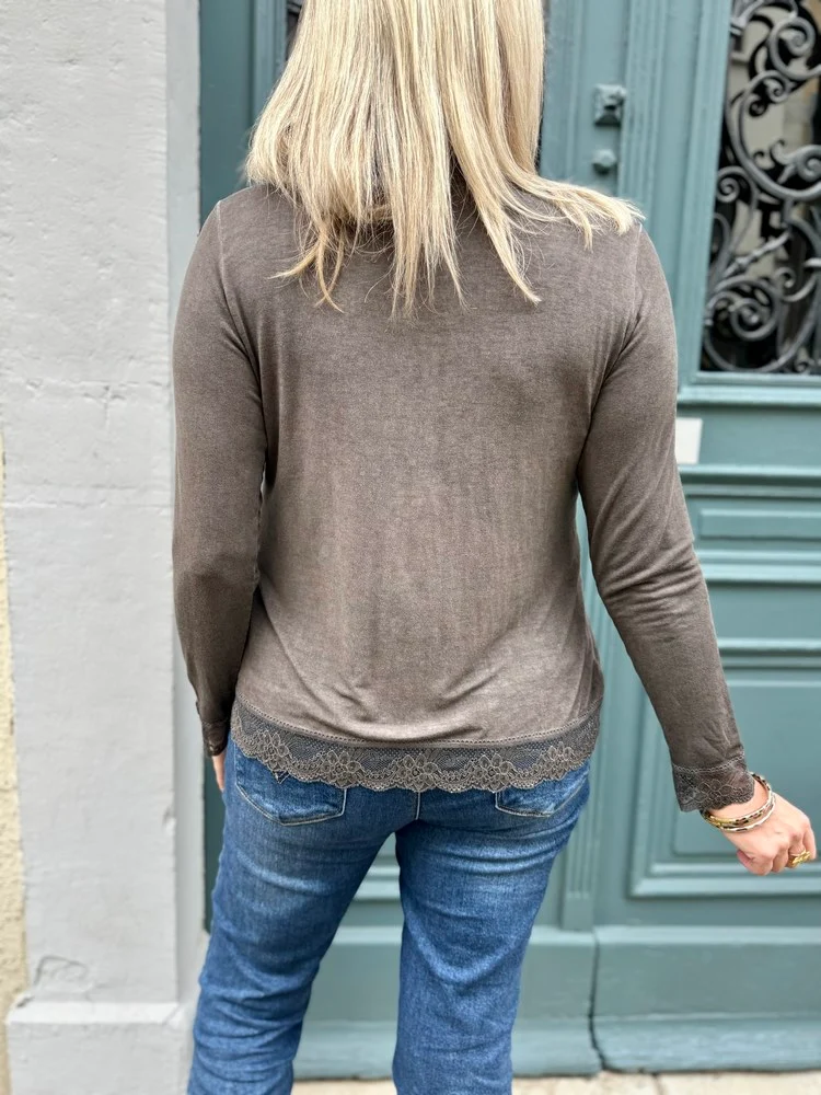 Teeshirt manches longues Danielo marron glacé