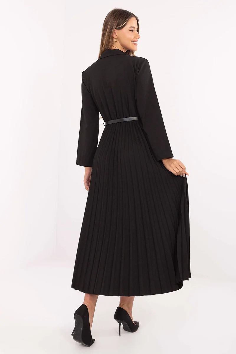 Robe midi plissée chic noire élégante
