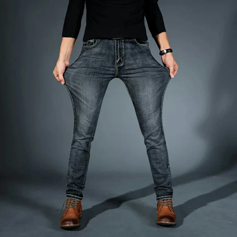 Jeans fuselés extensibles 4 directions de qualité supérieure pour hommes