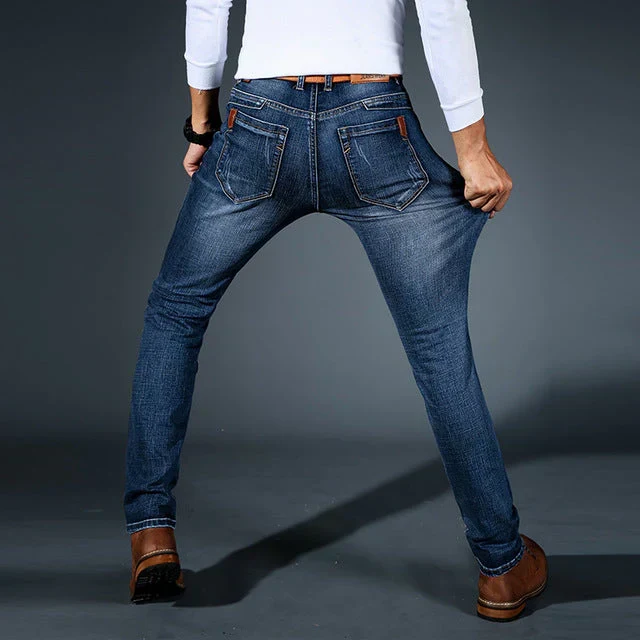 Jeans fuselés extensibles 4 directions de qualité supérieure pour hommes