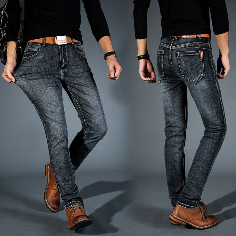 Jeans fuselés extensibles 4 directions de qualité supérieure pour hommes