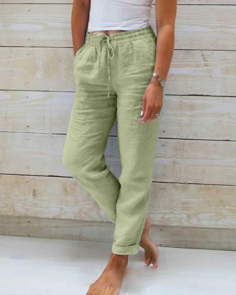 Pantalon Esteralda En Coton & Lin avec taille élastiqué