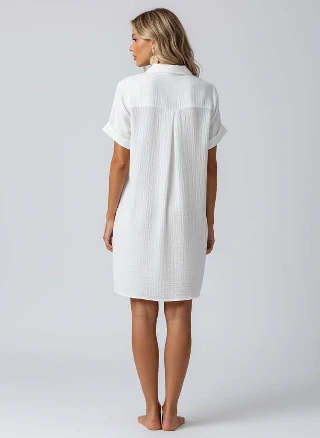 Robe Mini Vintage à Col V et Manches 3/4 Féminine