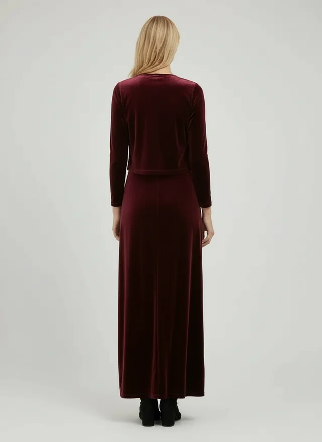 Robe sans manches unie avec cardigan assorti