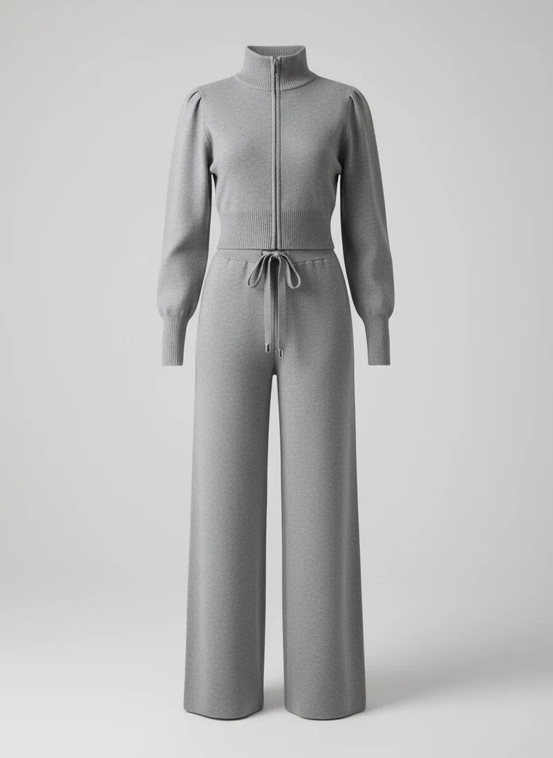Ensemble lounge en maille zippé avec pantalon large