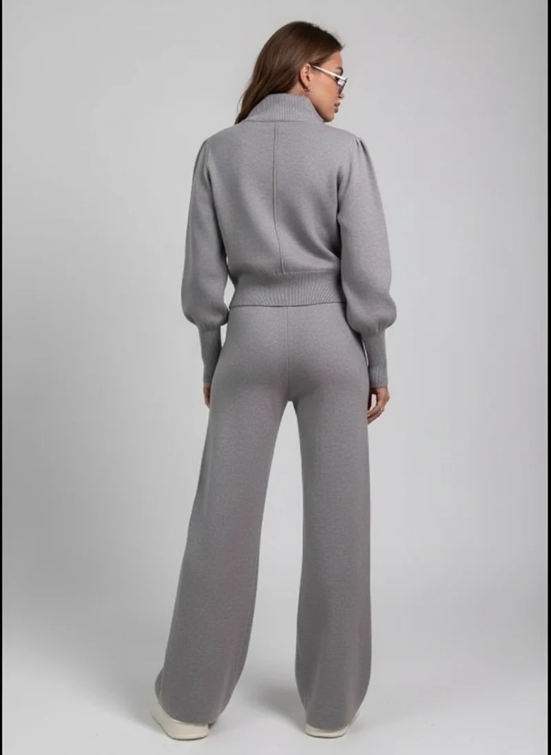 Ensemble lounge en maille zippé avec pantalon large