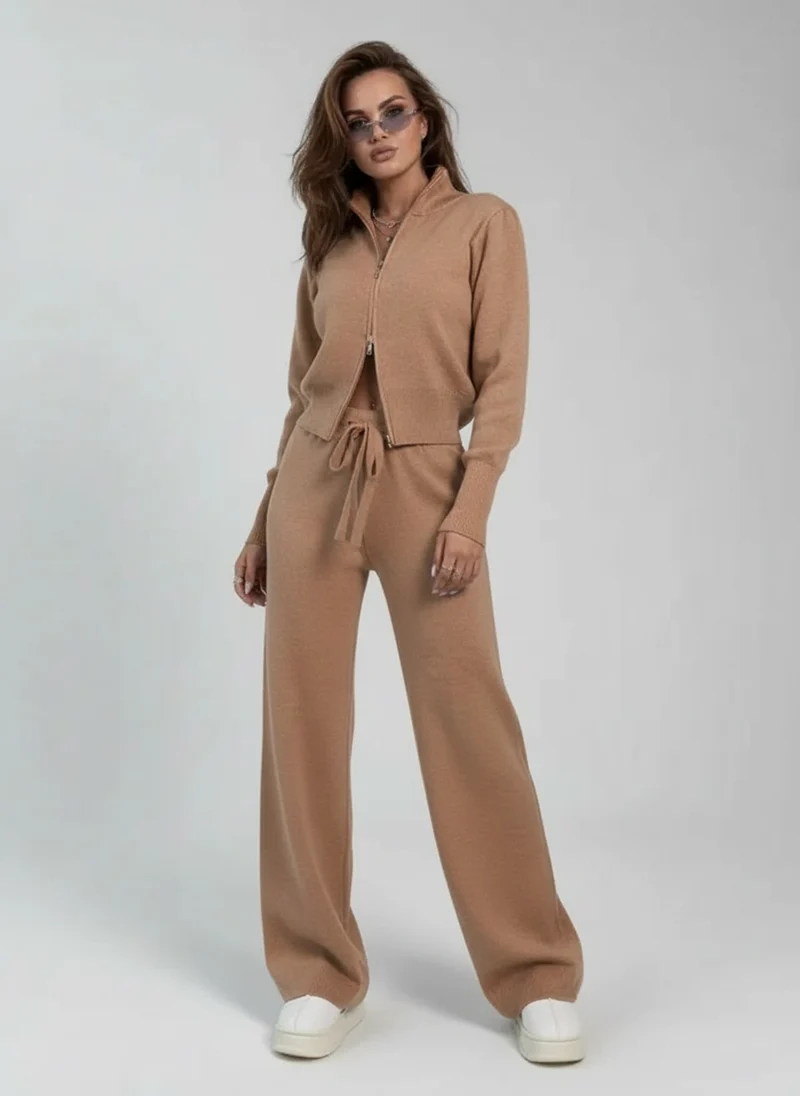 Ensemble lounge en maille zippé avec pantalon large