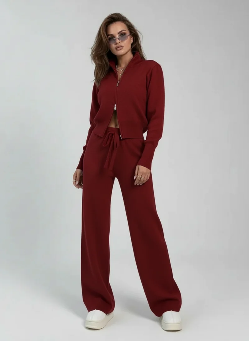 Ensemble lounge en maille zippé avec pantalon large