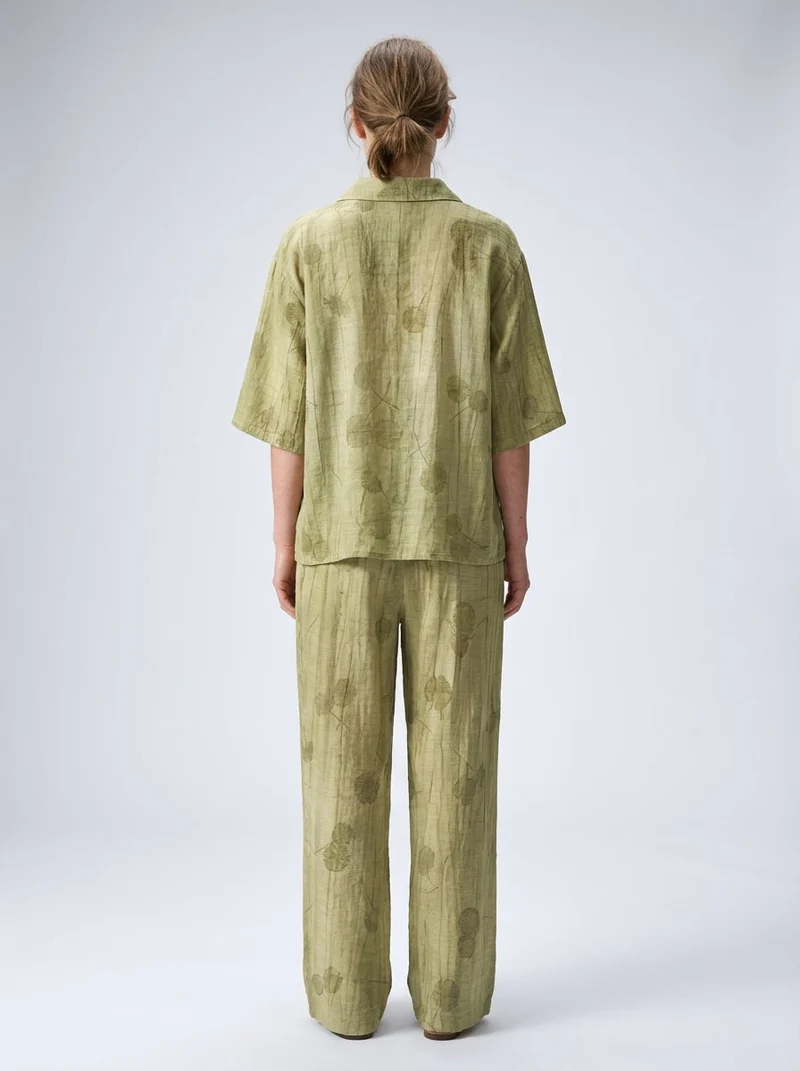 Ensemble jacquard chemise ample & pantalon chic